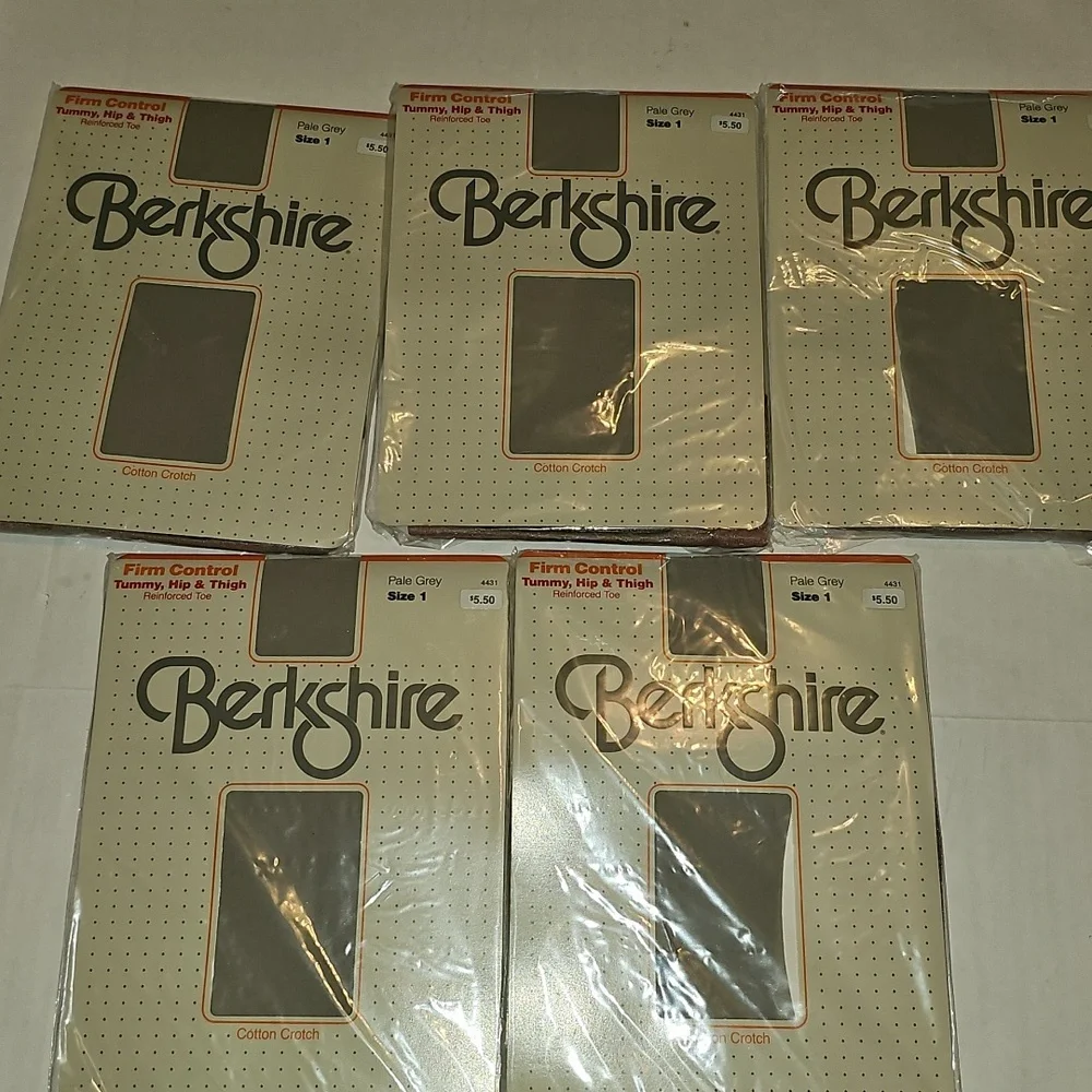 5 New in package!!!! Vintage 1980s Berkshire Pale Grey Pantyhose Nylons